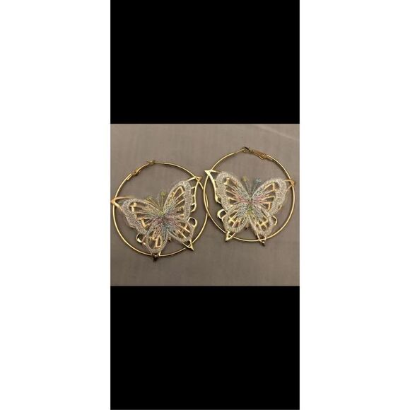 Beautiful butterfly, long, kimono/cover-up and matching lace butterfly hoop earr - Picture 12 of 12